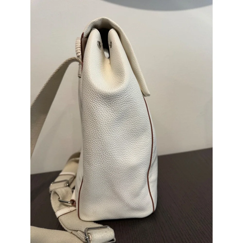 Nordstrom Pebbled Leather Flap Backpack‎ Women OS Off White Minimalist Chic